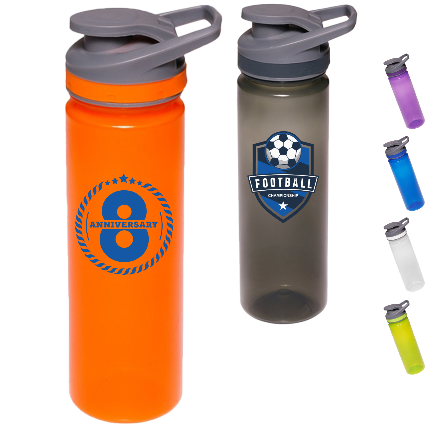 22 oz Flip Top Sports Bottles w/ Screw-on Caps Water Bottle