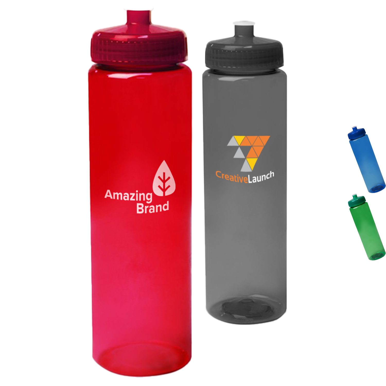 32 oz. Transparent Poly Plastic Sports Water Bottles