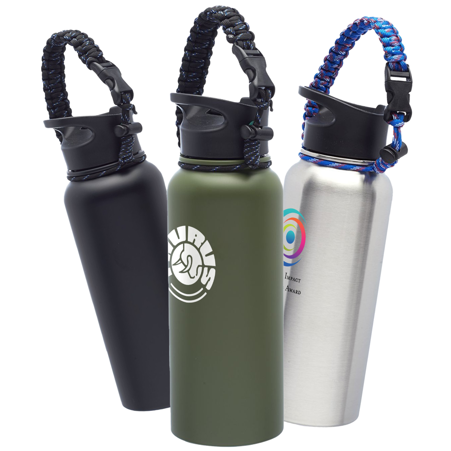 34 oz. Vulcan Stainless Steel Water Bottles w/ Carrying Strap