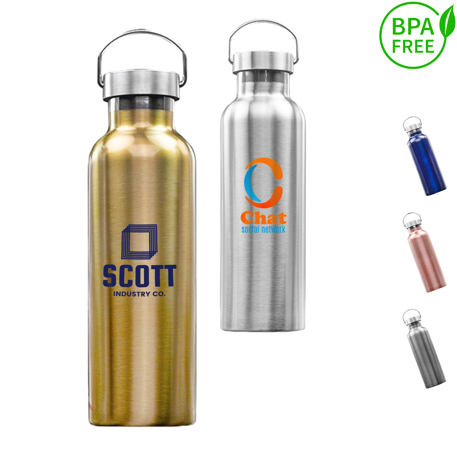 25 oz. Stainless Steel Canteen Water Bottles w/ Handle