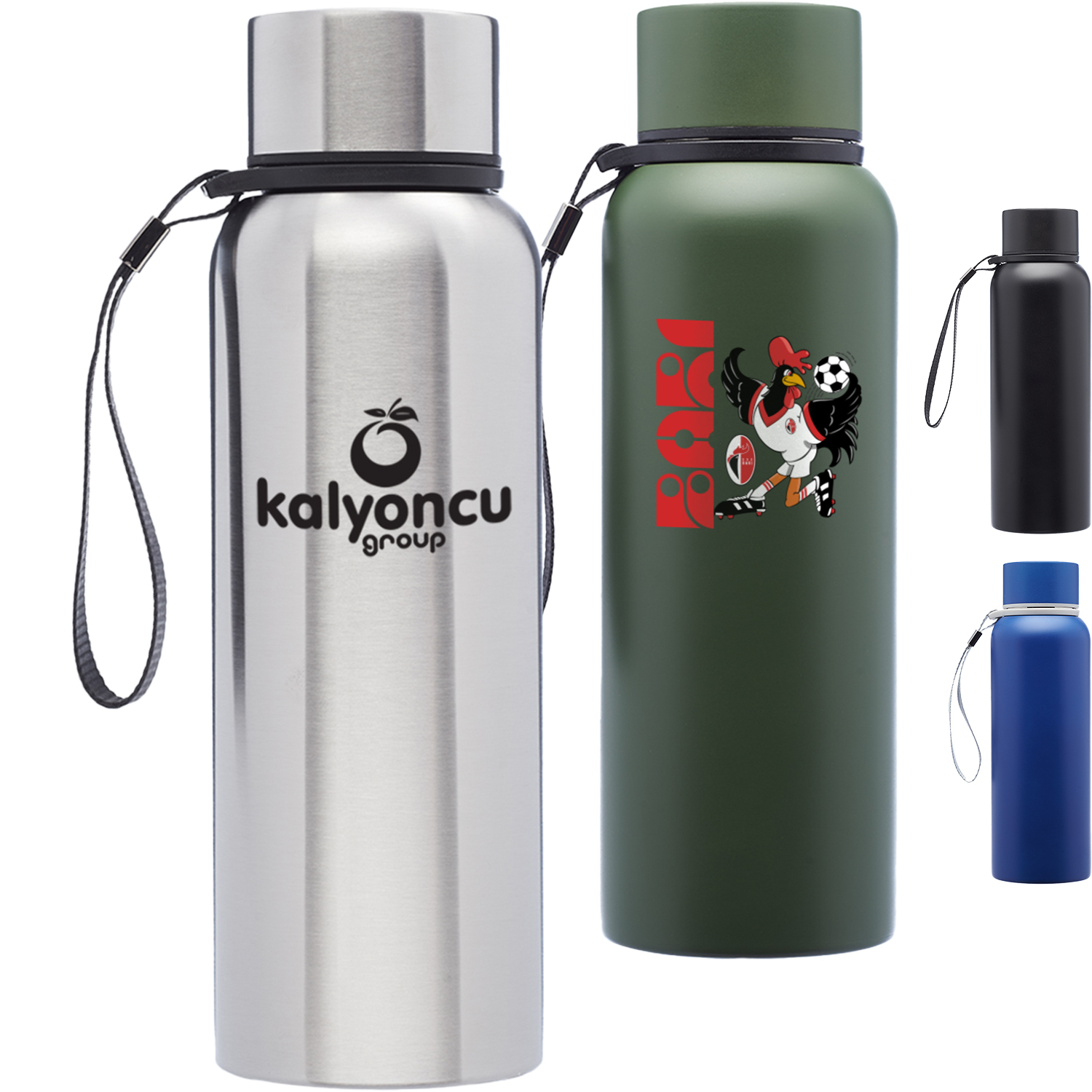17 oz Vacuum Insualted Ransom Water Bottle w/ Carrying Strap