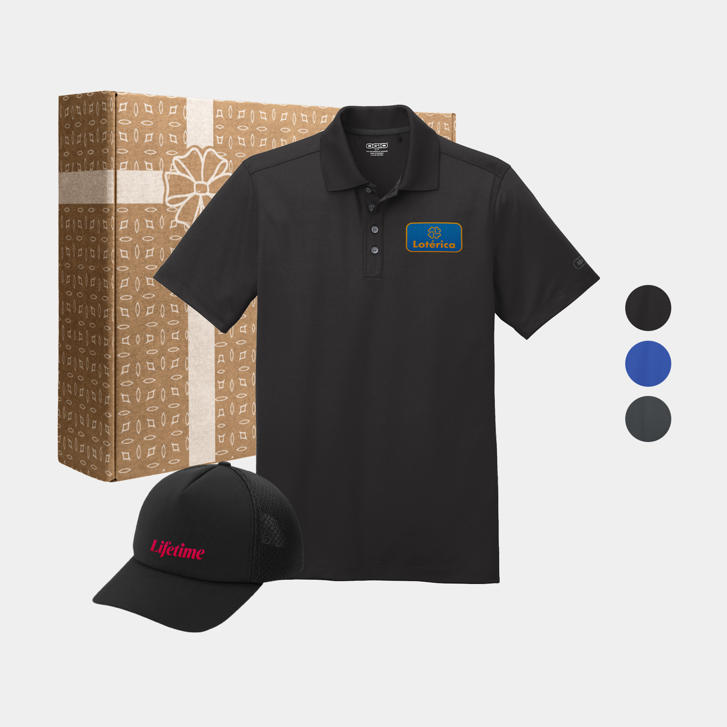 OGIO® Placket Polo T-Shirt & Trucker Mesh Cap Gift Box Set
