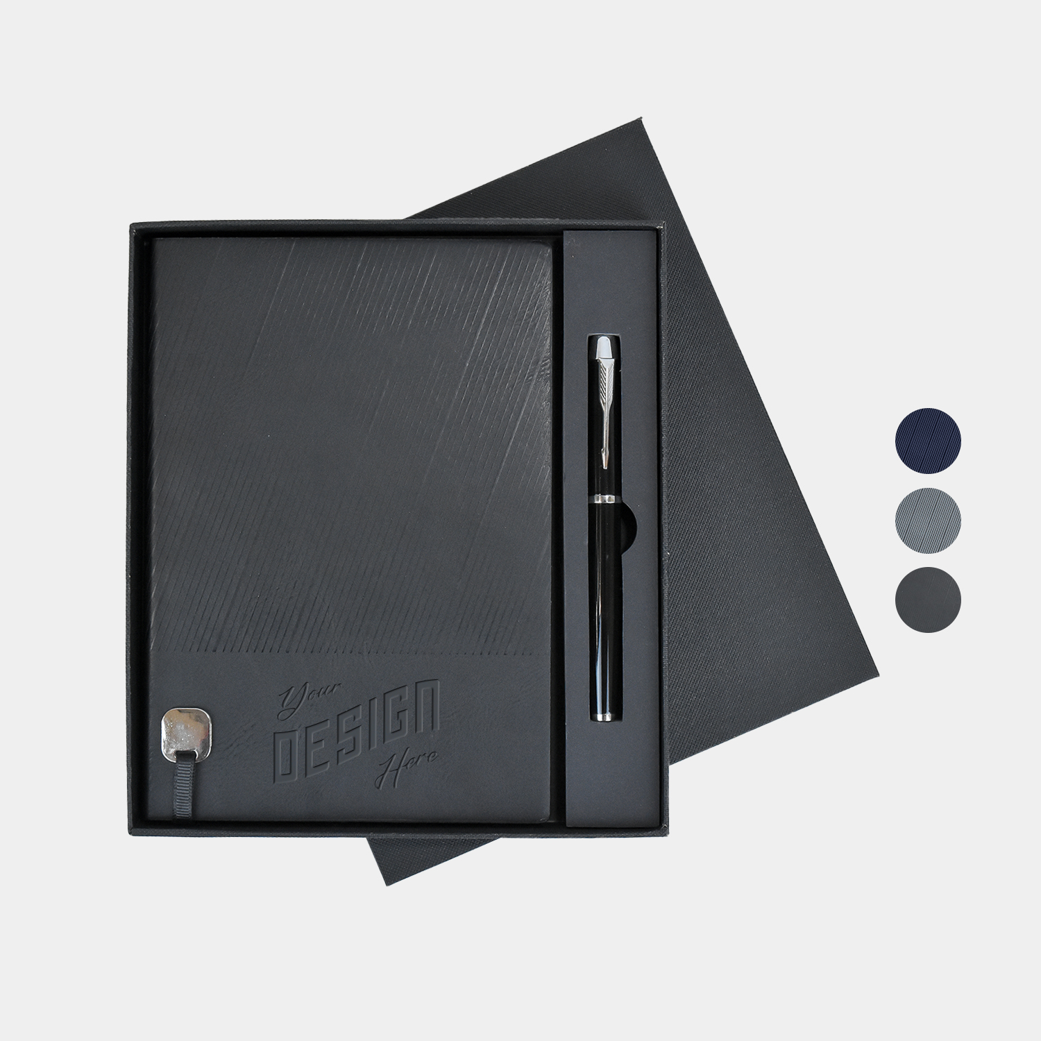 TiTUS® Xecutive Corduroy PU Lather A5 Notebook with Metal Bookmark, Pen in EVA Case Gift Set