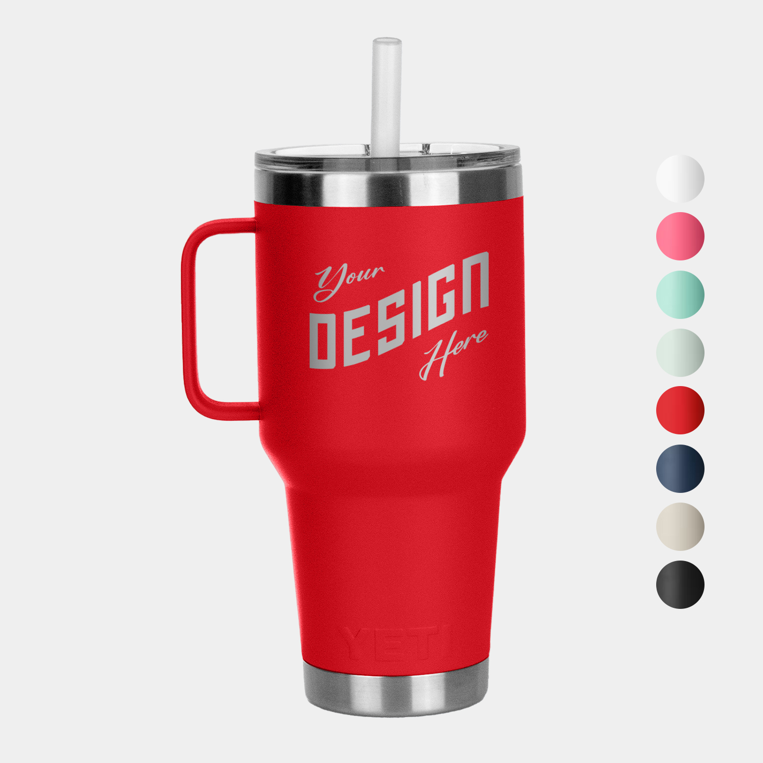 35 Oz YETI® Stainless Steel Insulated Travel Mug W/ Handle & Straw