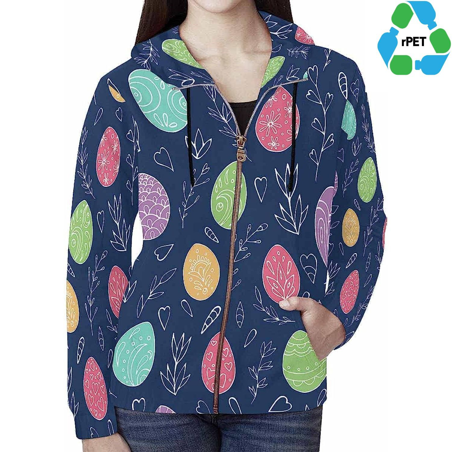 Women's rPET Recycled 100% Polyester Sublimation Performance Full-Zip Hoodie