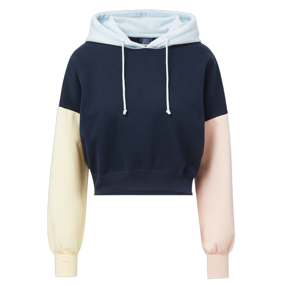 Annabelle Women’s Sueded Cropped Colorblock Hoodie