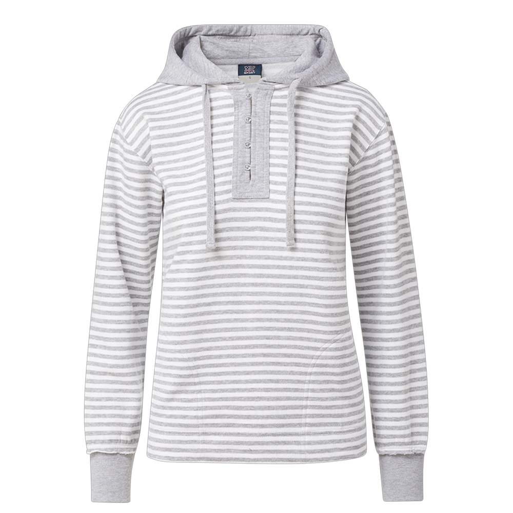 Alina Women’s Tunic Fit Striped Henley Hoodie