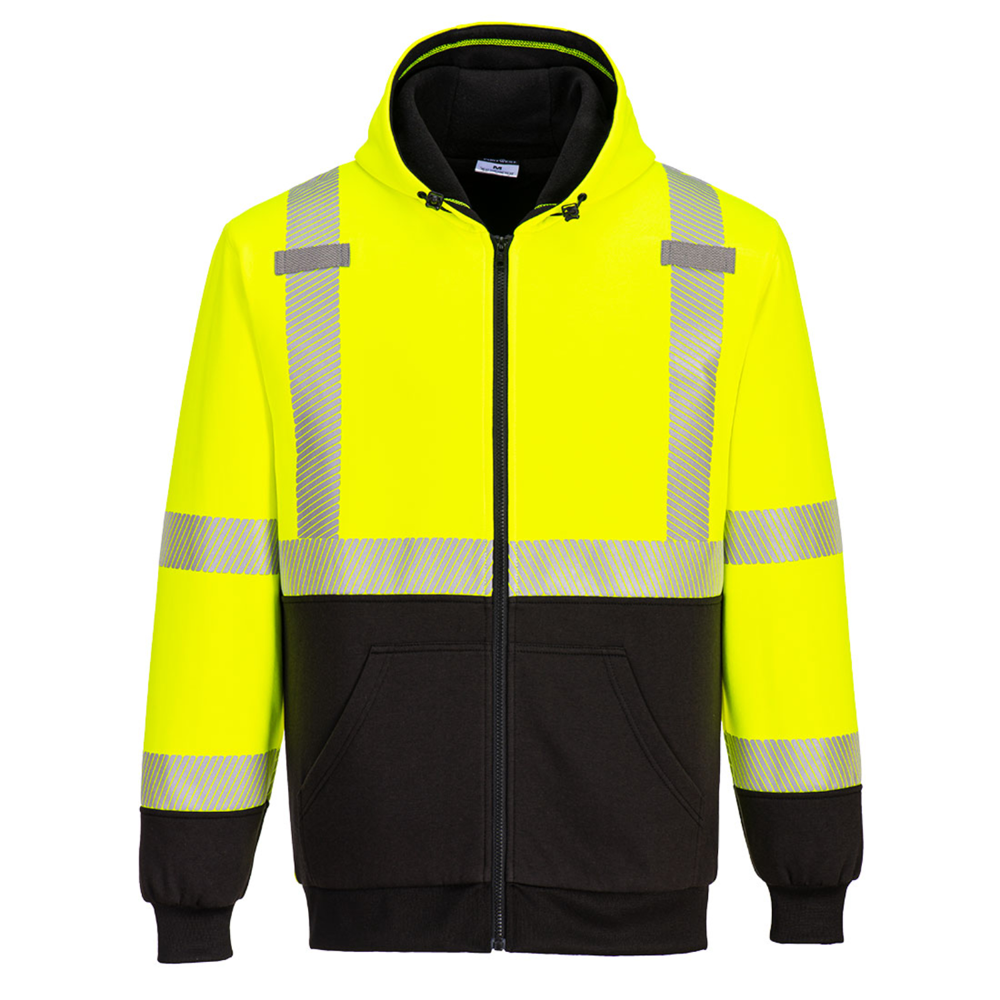 PORTWEST® Unisex Hi-Vis Contrast Zipped Winter Hoodie w/ UPF 40 Protection