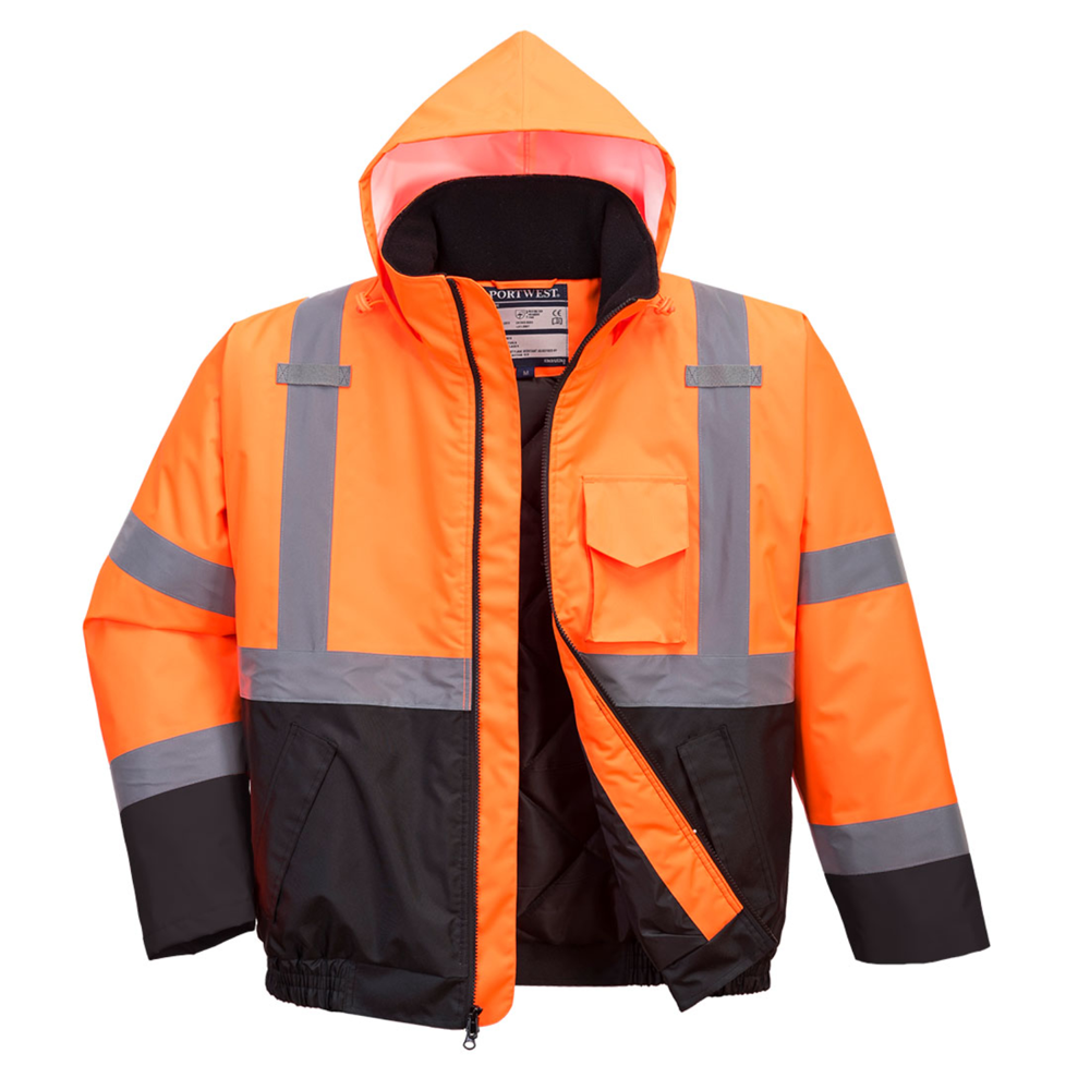 PORTWEST® Waterproof Hi-Vis Contrast Breathable Winter Bomber Jacket