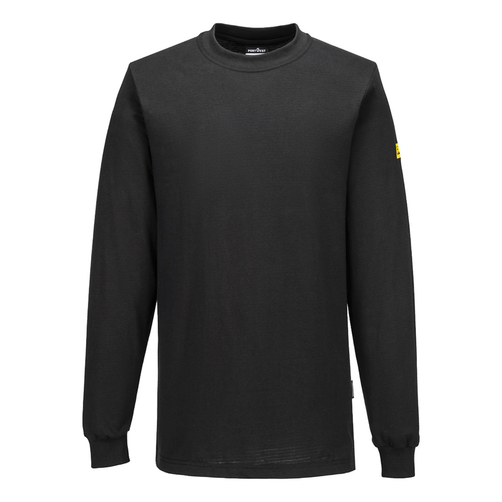 PORTWEST® Carbon Fiber Woven Antistatic ESD T-Shirt L/S w/ Anti-Scratch Design
