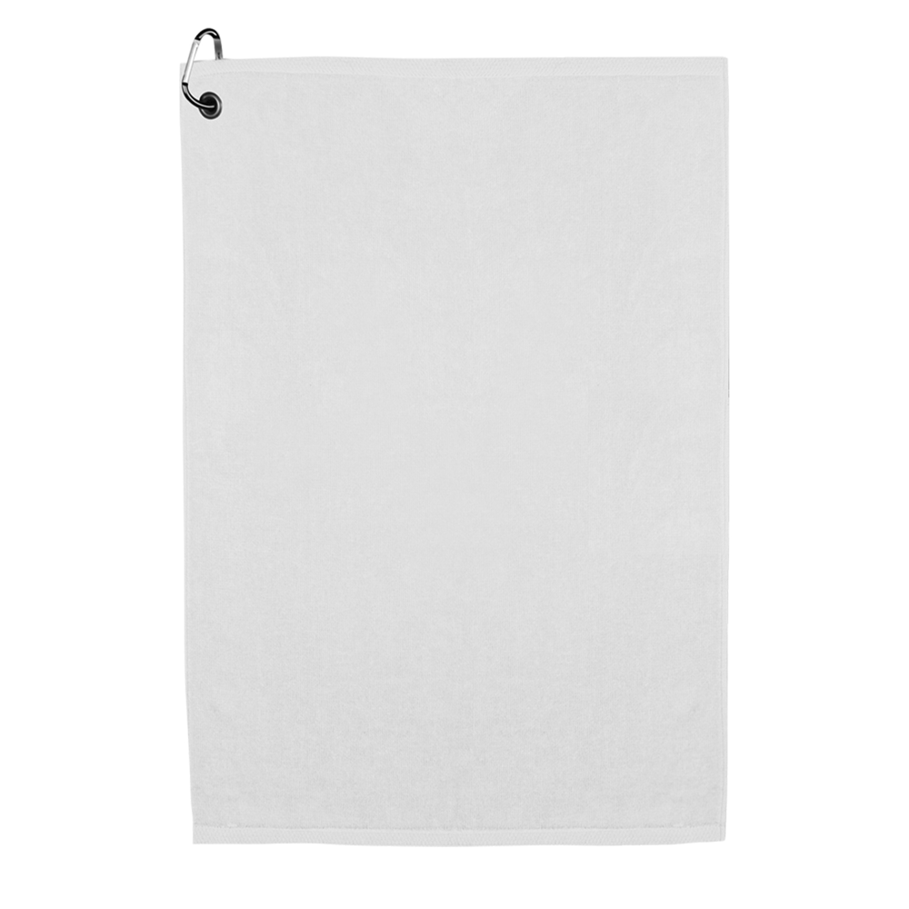 15" x 24" Cotton Terry Velour Golf Towel w/ Carabiners