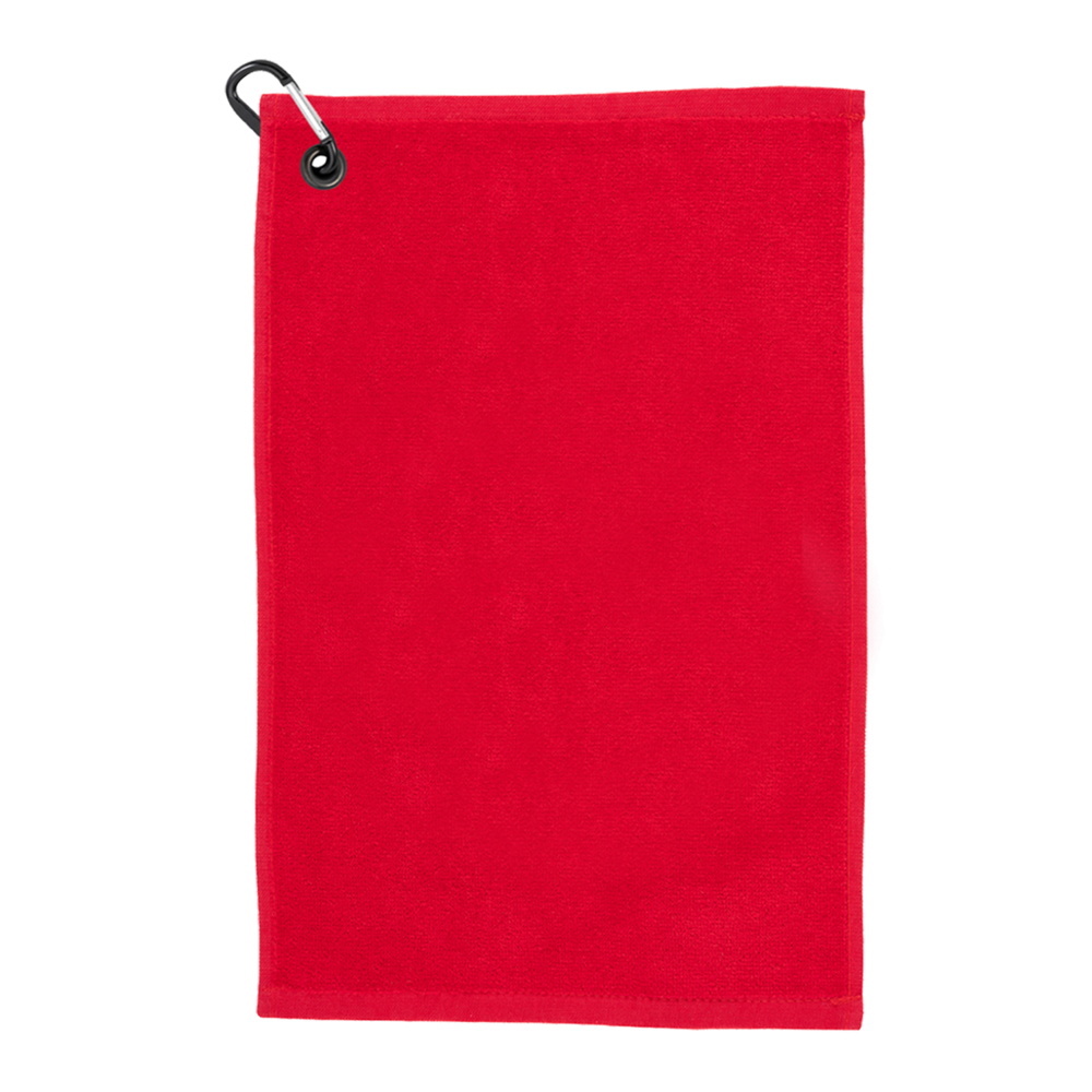 11" x 18" USA Cotton Golf Terry Velour Towel w/ Carabiner