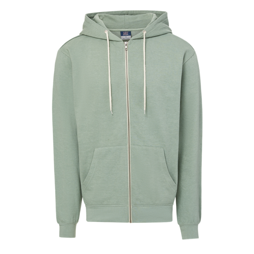 Retro Heather Cotton-Poly Full-Zip Hooded Sweatshirt