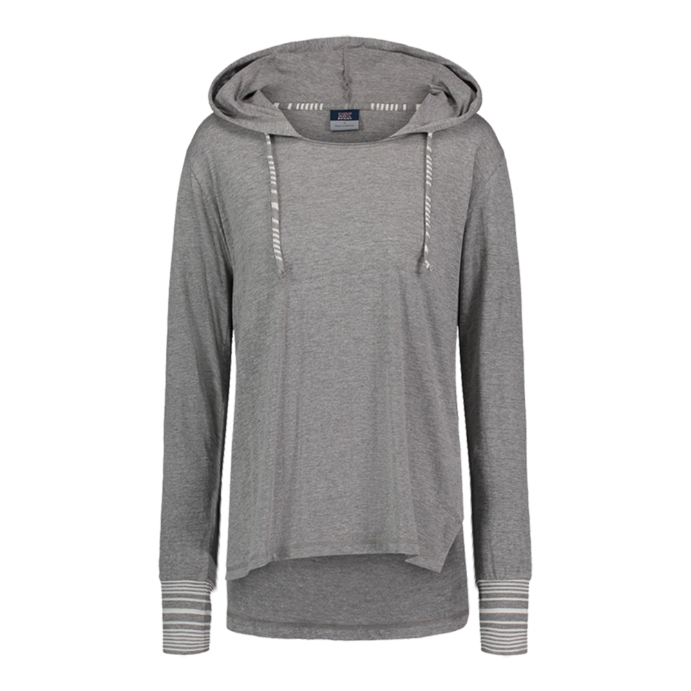 Serenity Ladies Yarn-Dye Stripe Cuff Hooded Jersey Tee