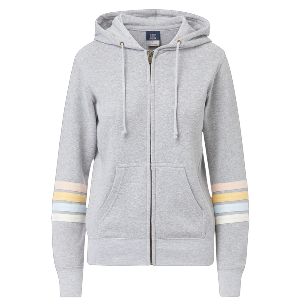 Naamah Cotton-Poly Sleeve Stripe Full Zip Hoodie
