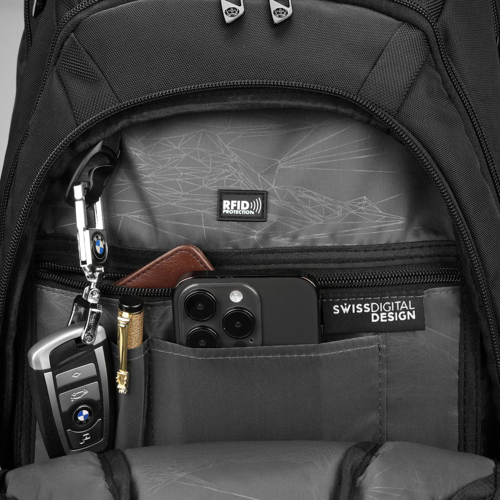 SDB107 SwissDigital® PIXEL PRO Stylish TSA-Friendly Finder Backpack